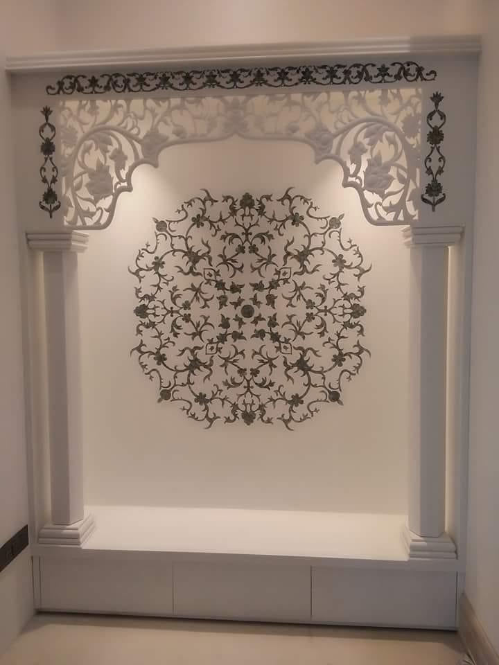 Ganesh Ji Om Panel Corian Mandir Design for Home Temple