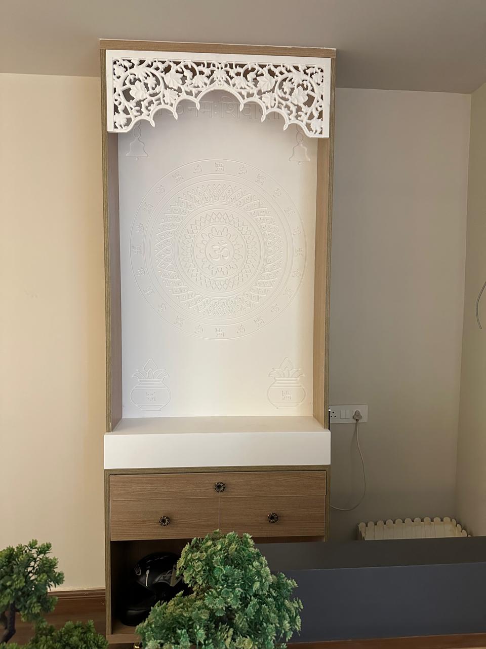 Small Wall Handing Corian Mandir, Corian Mandir, Home Temple, Corian Home Temple