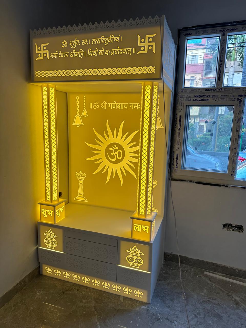 Om Temple, Corian Om Temple, Om temple For home, Om Mandir design, Om Design, Mandir, Corian Mandir, Home Temple Om